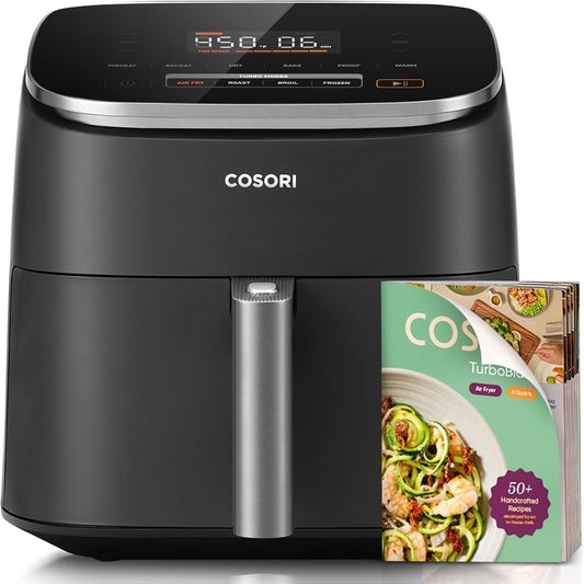 Cosori 9-in-1 TurboBlaze Air Fryer 6 Qt, Smart Control, 90°–450°F, Shake Reminders, Precise Heating for Even Results, Air Fry, Roast, Bake, Broil, Dry, Frozen, Proof, Reheat, Keep Warm, 120V, Cream
