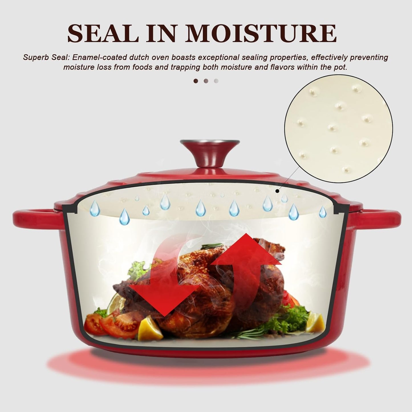 Overmont Enameled Cast Iron Dutch Oven - 4.5QT Pot with Lid Cookbook & Cotton Potholders - Heavy-Duty Cookware for Braising, Stews, Roasting, Sourdough Baking grey