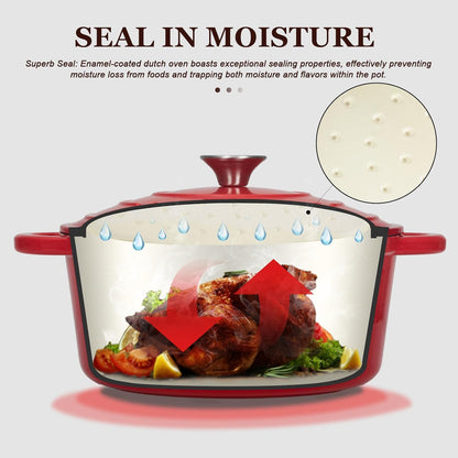 Overmont Enameled Cast Iron Dutch Oven - 4.5QT Pot with Lid Cookbook & Cotton Potholders - Heavy-Duty Cookware for Braising, Stews, Roasting, Sourdough Baking grey