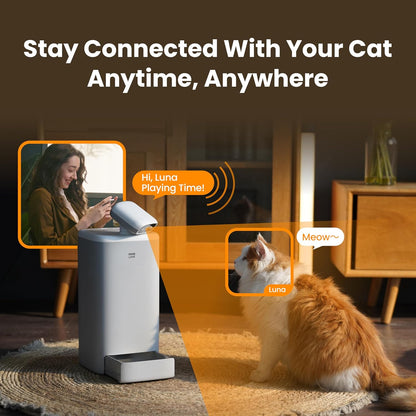 HHOLOVE Automatic Cat Feeder with Camera 360°, 2K HD Video with Night Vision & 2-Way Audio, 5G Cat Food Dispenser with Low Food Sensor, Record Lovely Moments, O Sitter VIP Version