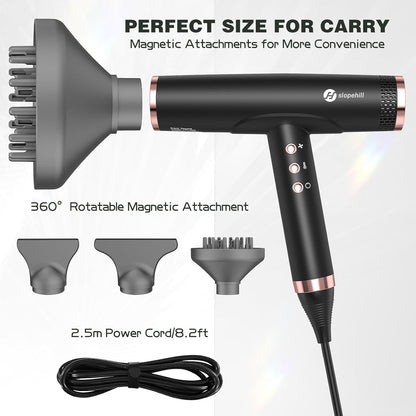 slopehill Hair Dryer - Professional Ionic Hairdryer, High-Speed Blow Dryer for Fast Drying, Home & Salon & Travel, Low Noise, Lightweight Compact Ceramic Blowdryer