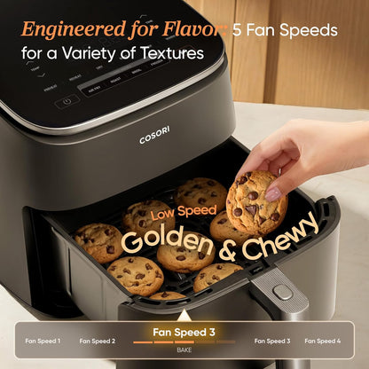 Cosori 9-in-1 TurboBlaze Air Fryer 6 Qt, Smart Control, 90°–450°F, Shake Reminders, Precise Heating for Even Results, Air Fry, Roast, Bake, Broil, Dry, Frozen, Proof, Reheat, Keep Warm, 120V, Cream