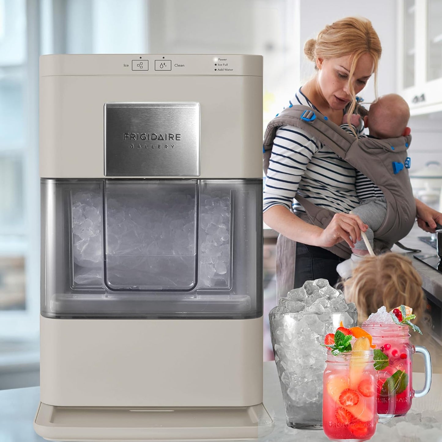 FRIGIDAIRE Gallery EFIC255 Countertop Crunchy Chewable Nugget Ice Maker, 44lbs per Day, Auto Self Cleaning, 2.0 Gen, Navy