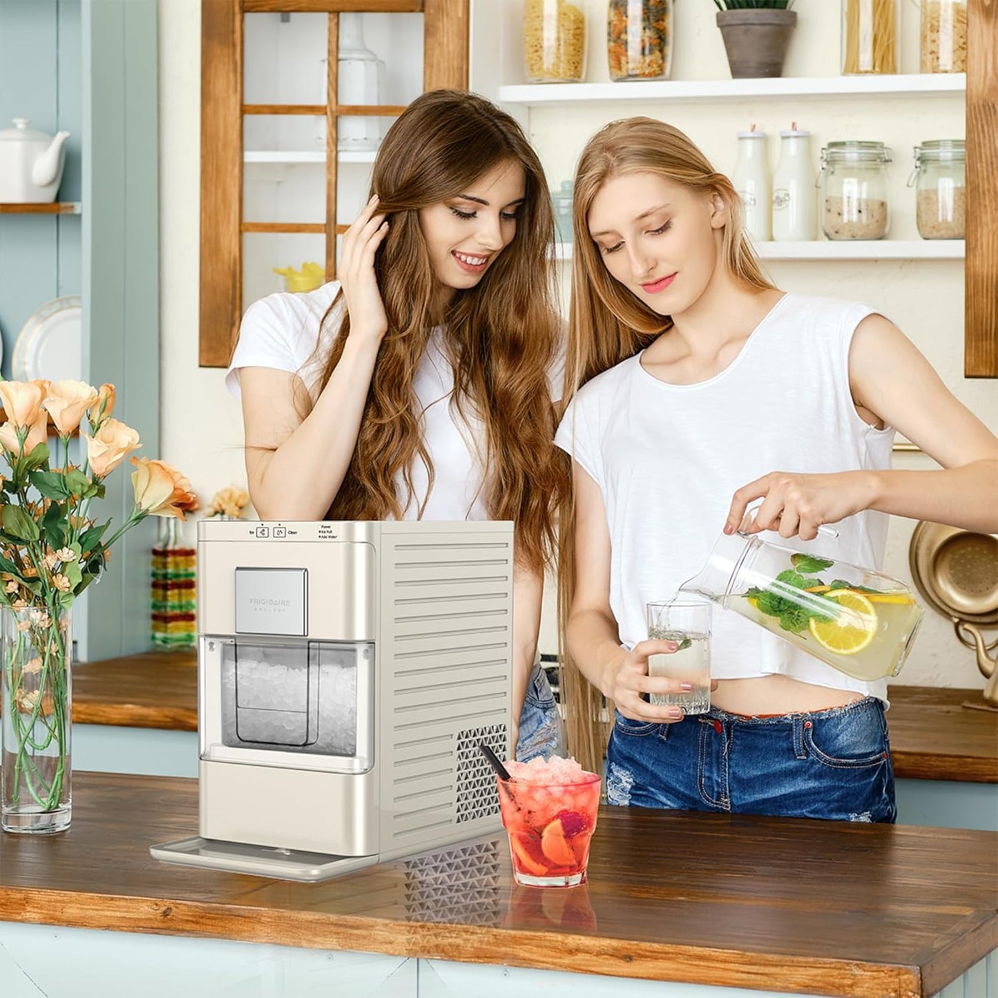 FRIGIDAIRE Gallery EFIC255 Countertop Crunchy Chewable Nugget Ice Maker, 44lbs per Day, Auto Self Cleaning, 2.0 Gen, Navy