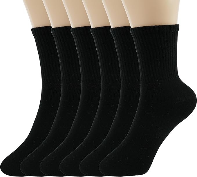 BomKinta Women Casual Calf Socks - Cute Cotton Crew Socks - Soft Above Ankle Sock Gifts 6 Pairs Size 5-10