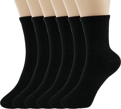 BomKinta Women Casual Calf Socks - Cute Cotton Crew Socks - Soft Above Ankle Sock Gifts 6 Pairs Size 5-10