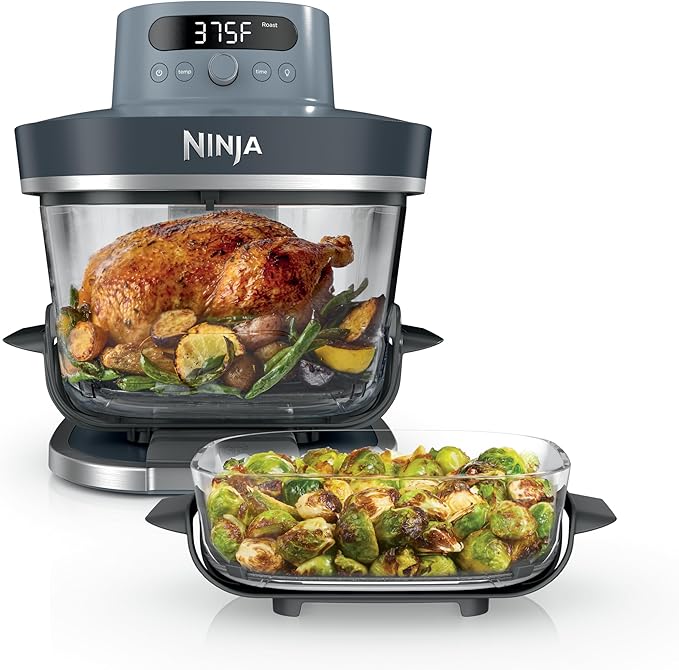 Ninja Crispi Pro 6-in-1 Glass Air Fryer | 450°F, Nontoxic, 6qt & 2.5qt Containers & Lids | Microwave, Freezer, Dishwasher Safe | Max Crisp, Air Fry, Bake, Roast, Recrisp, Dehydrate | Bone | AS101LG