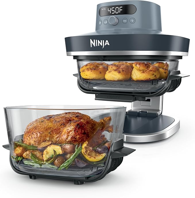 Ninja Crispi Pro 6-in-1 Glass Air Fryer | 450°F, Nontoxic, 6qt & 2.5qt Containers & Lids | Microwave, Freezer, Dishwasher Safe | Max Crisp, Air Fry, Bake, Roast, Recrisp, Dehydrate | Bone | AS101LG