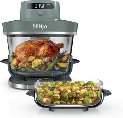 Ninja Crispi Pro 6-in-1 Glass Air Fryer | 450°F, Nontoxic, 6qt & 2.5qt Containers & Lids | Microwave, Freezer, Dishwasher Safe | Max Crisp, Air Fry, Bake, Roast, Recrisp, Dehydrate | Bone | AS101LG