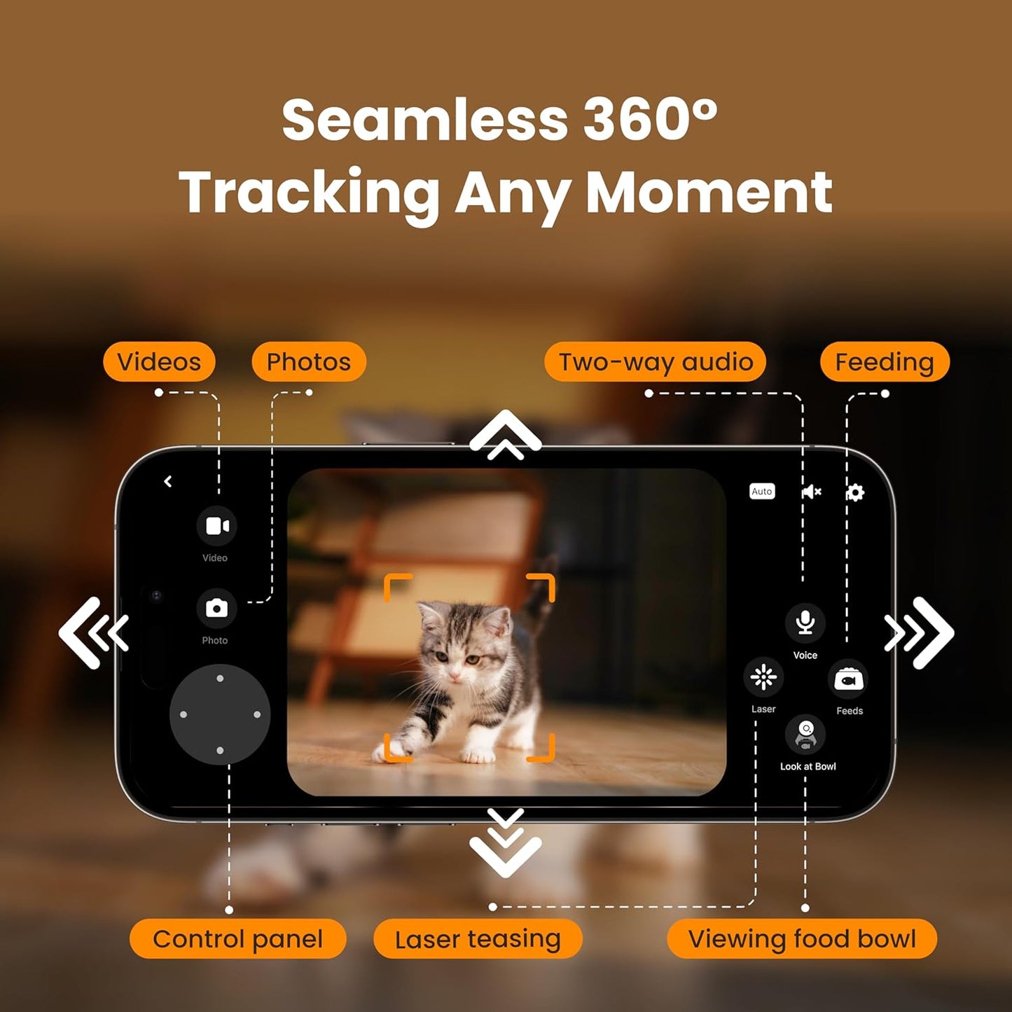 HHOLOVE Automatic Cat Feeder with Camera 360°, 2K HD Video with Night Vision & 2-Way Audio, 5G Cat Food Dispenser with Low Food Sensor, Record Lovely Moments, O Sitter VIP Version